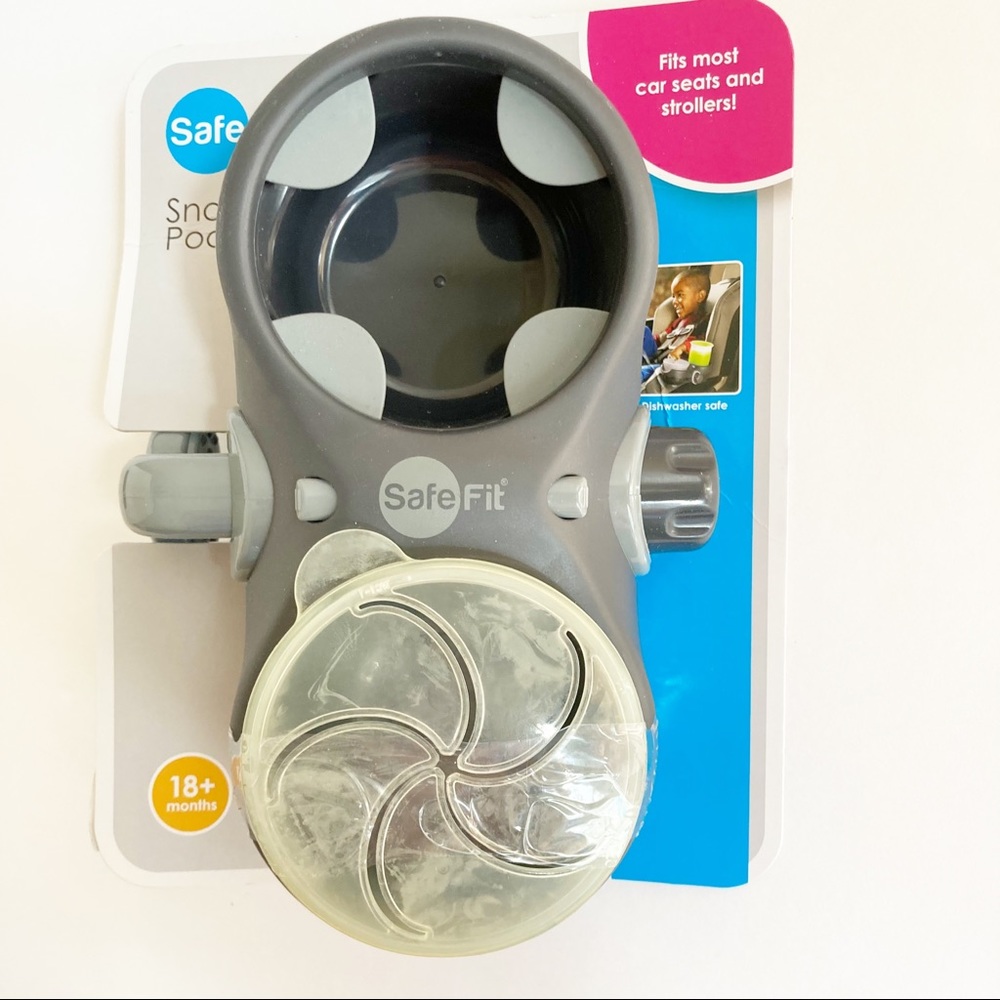 Safe fit snack pod snack and cup holder for stroller and car seat